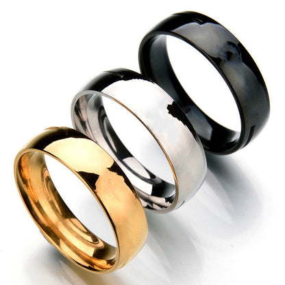 D-Shape Men's Stainless Steel Wedding Bands Gold, Silver, & Black | 8mm, 6mm 4mm Rings