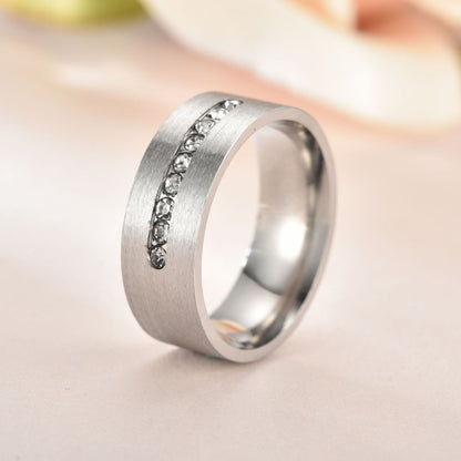 Silver Tungsten With Diamond Stone Ring