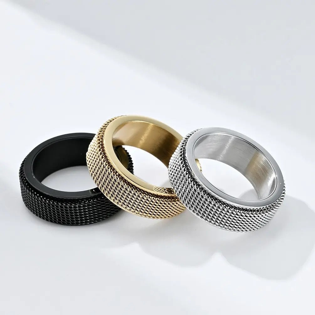 Chain Mail Premium Ring Black, Silver, Gold and Rose Gold