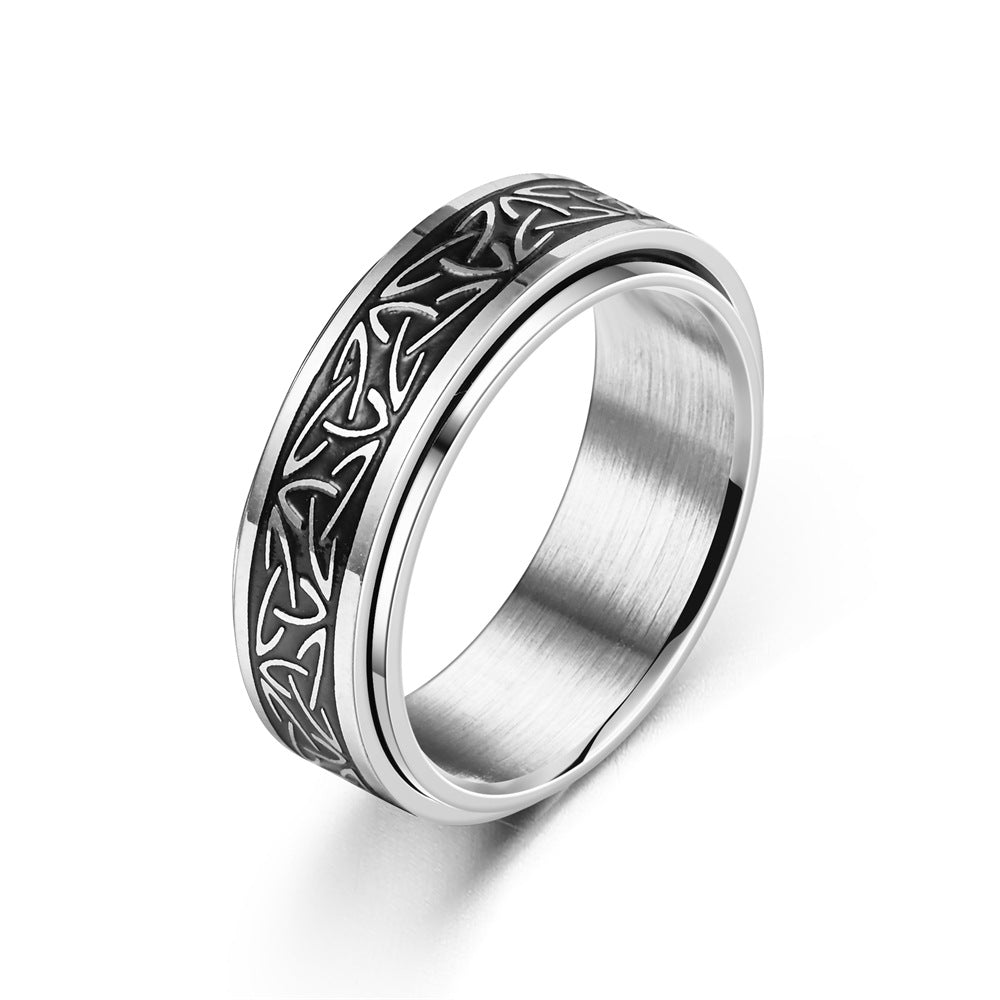 Celtic Not Spiner Black Silver and Gold Ring