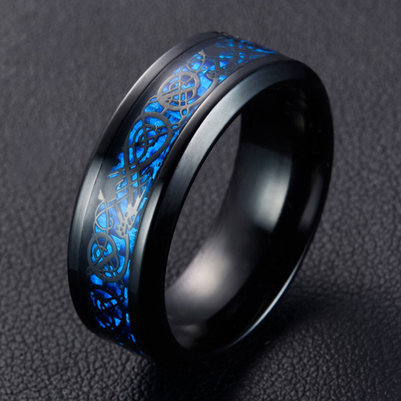 Celtic Dragon Black Red Blue Green Gold Rings