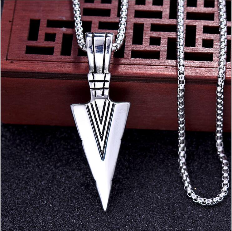 Arrow Head Stylish Metal Pendant With Chain Black Silver Gold