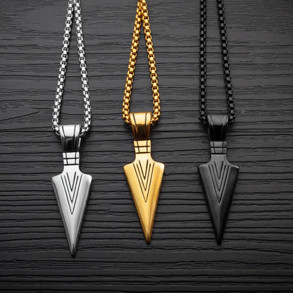 Arrow Head Stylish Metal Pendant With Chain Black Silver Gold