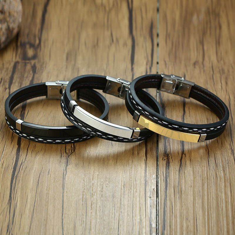 2 Layer Leather Bracelet With Clasp Lock