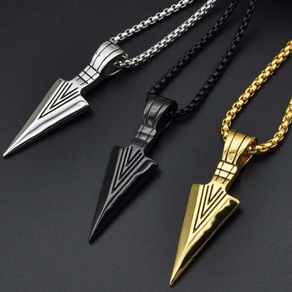 Arrow Head Stylish Metal Pendant With Chain Black Silver Gold