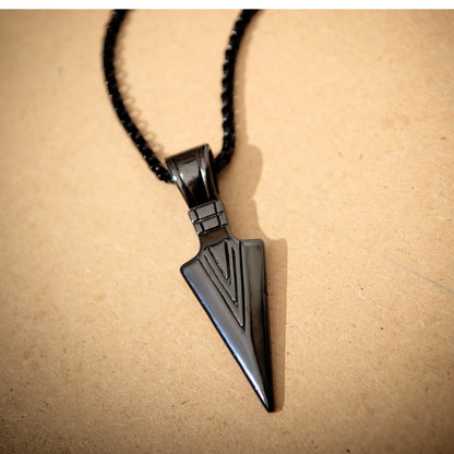 Arrow Head Stylish Metal Pendant With Chain Black Silver Gold