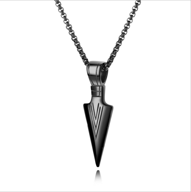 Arrow Head Stylish Metal Pendant With Chain Black Silver Gold