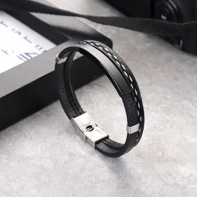 2 Layer Leather Bracelet With Clasp Lock