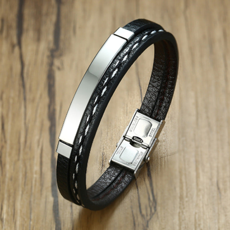 2 Layer Leather Bracelet With Clasp Lock