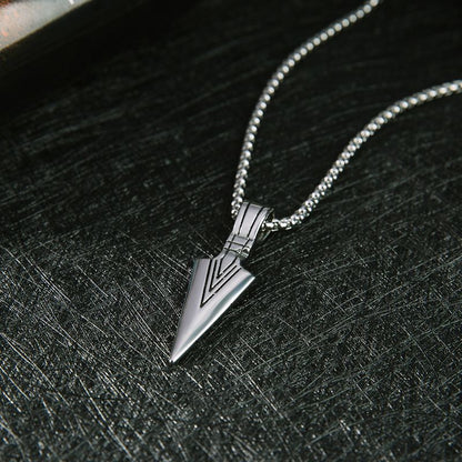 Arrow Head Stylish Metal Pendant With Chain Black Silver Gold