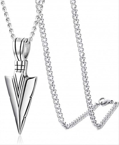 Arrow Head Stylish Metal Pendant With Chain Black Silver Gold