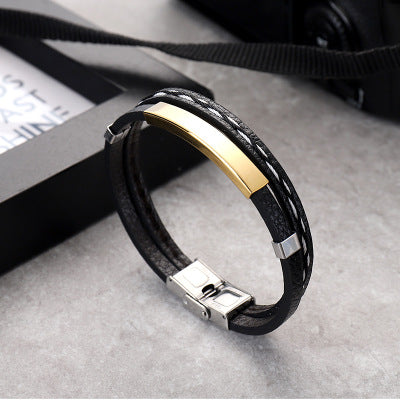 2 Layer Leather Bracelet With Clasp Lock