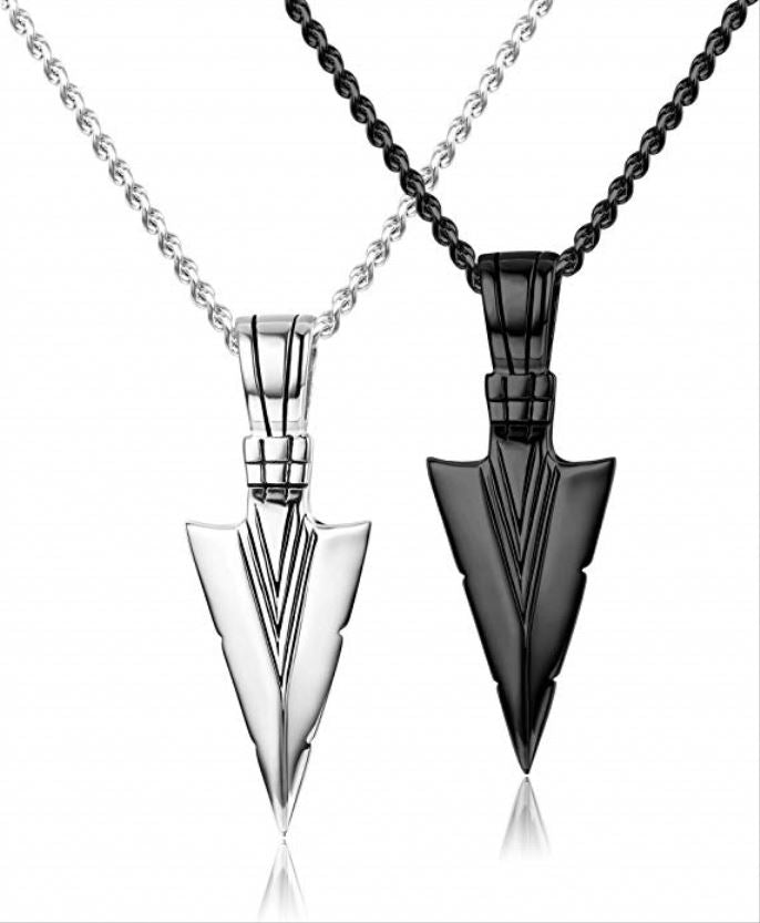 Arrow Head Stylish Metal Pendant With Chain Black Silver Gold