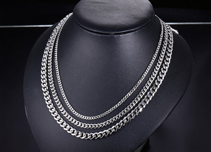 Cuban Chain 3 mm 5 mm 7 mm 9 mm 11 mm Black Silver Gold Sizes 18 cm 20 cm 22 cm 24 cm