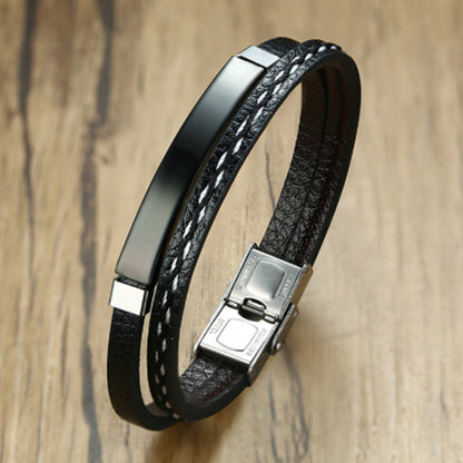 2 Layer Leather Bracelet With Clasp Lock