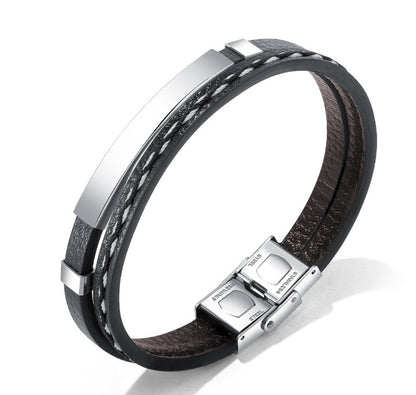 2 Layer Leather Bracelet With Clasp Lock