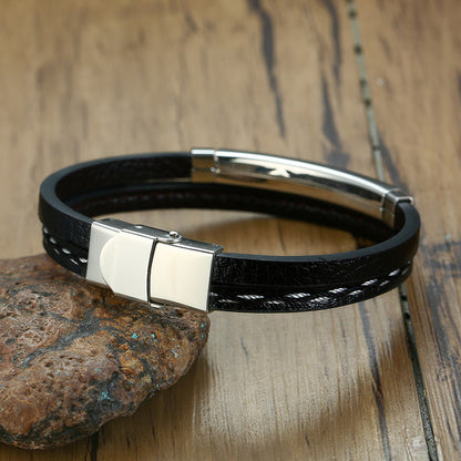 2 Layer Leather Bracelet With Clasp Lock