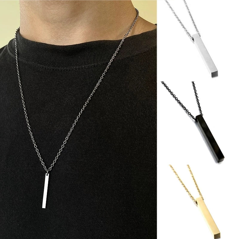 Vertical Bar Gold, Black , Silver Neckless