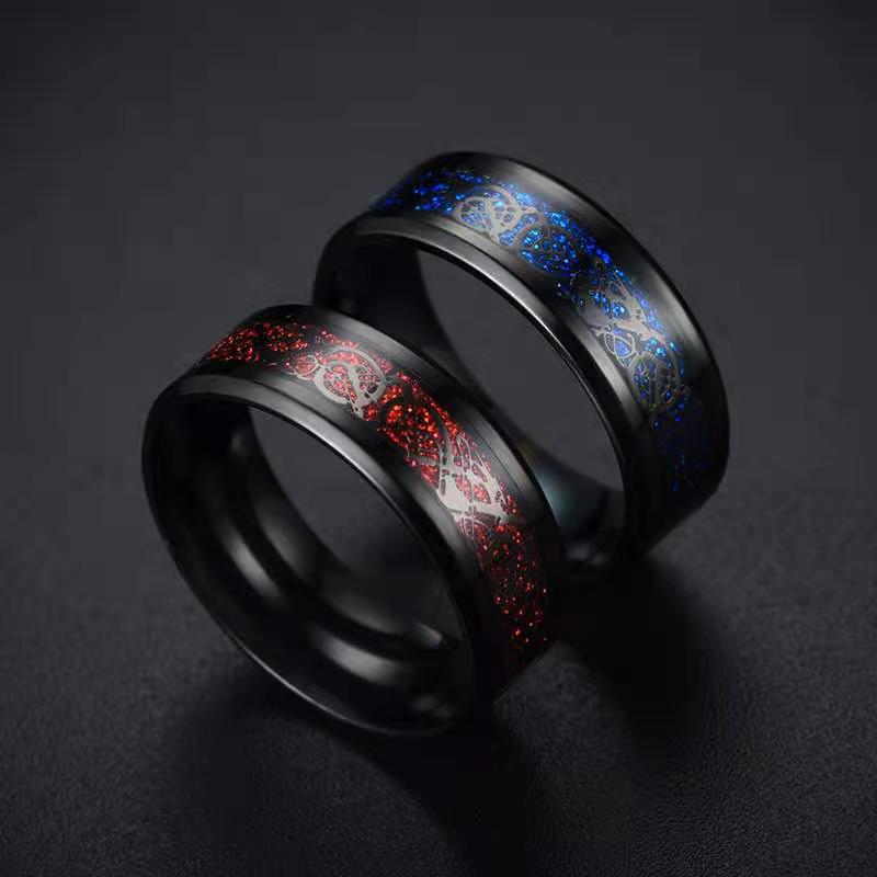 Celtic Dragon Black Red Blue Green Gold Rings