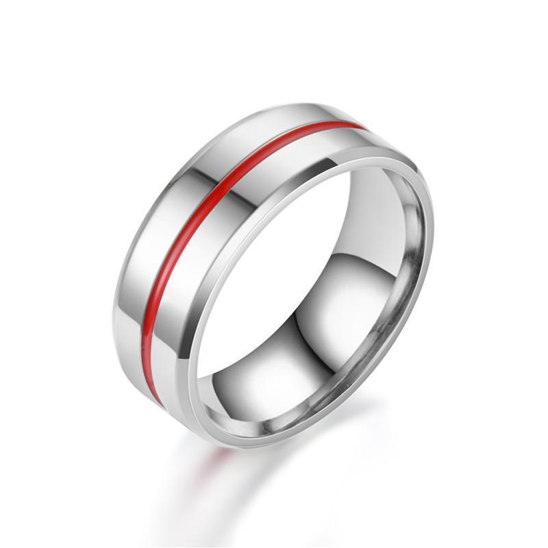 MINIMIAL SILVER WITH RED, BLACK, BLUE COLOR RING