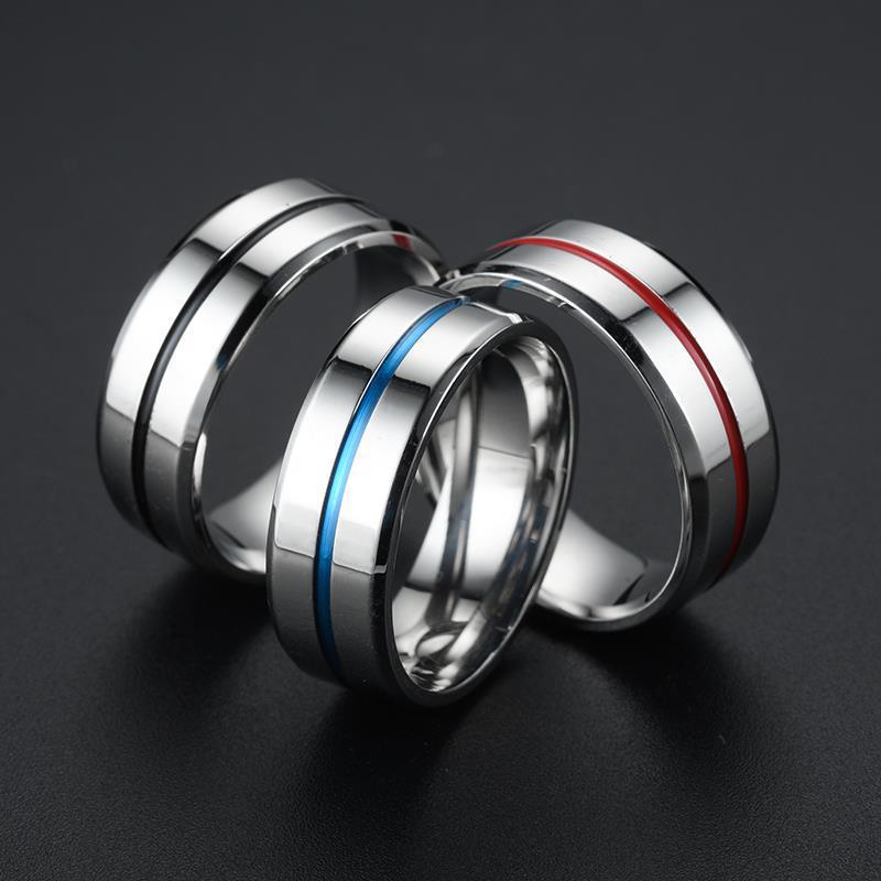 MINIMIAL SILVER WITH RED, BLACK, BLUE COLOR RING