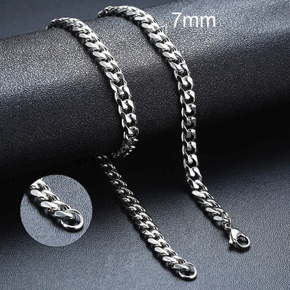 Cuban Chain 3 mm 5 mm 7 mm 9 mm 11 mm Black Silver Gold Sizes 18 cm 20 cm 22 cm 24 cm