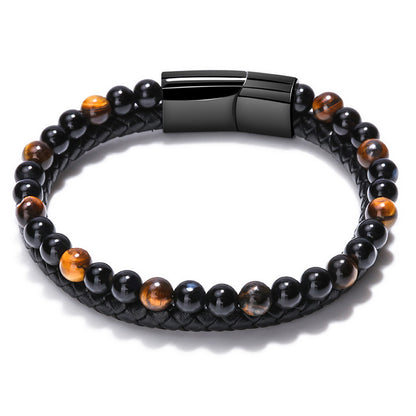 2 Layer-One Healing Beads One Leather Rope With Premium Lock