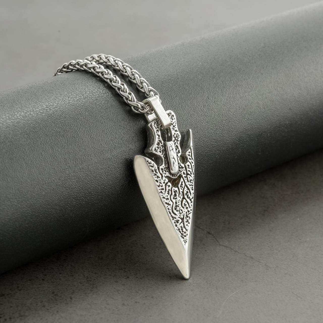 Engraved Arrow Head Pendant With Chain