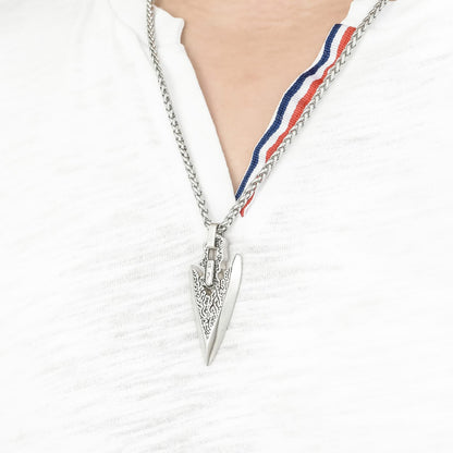 Engraved Arrow Head Pendant With Chain