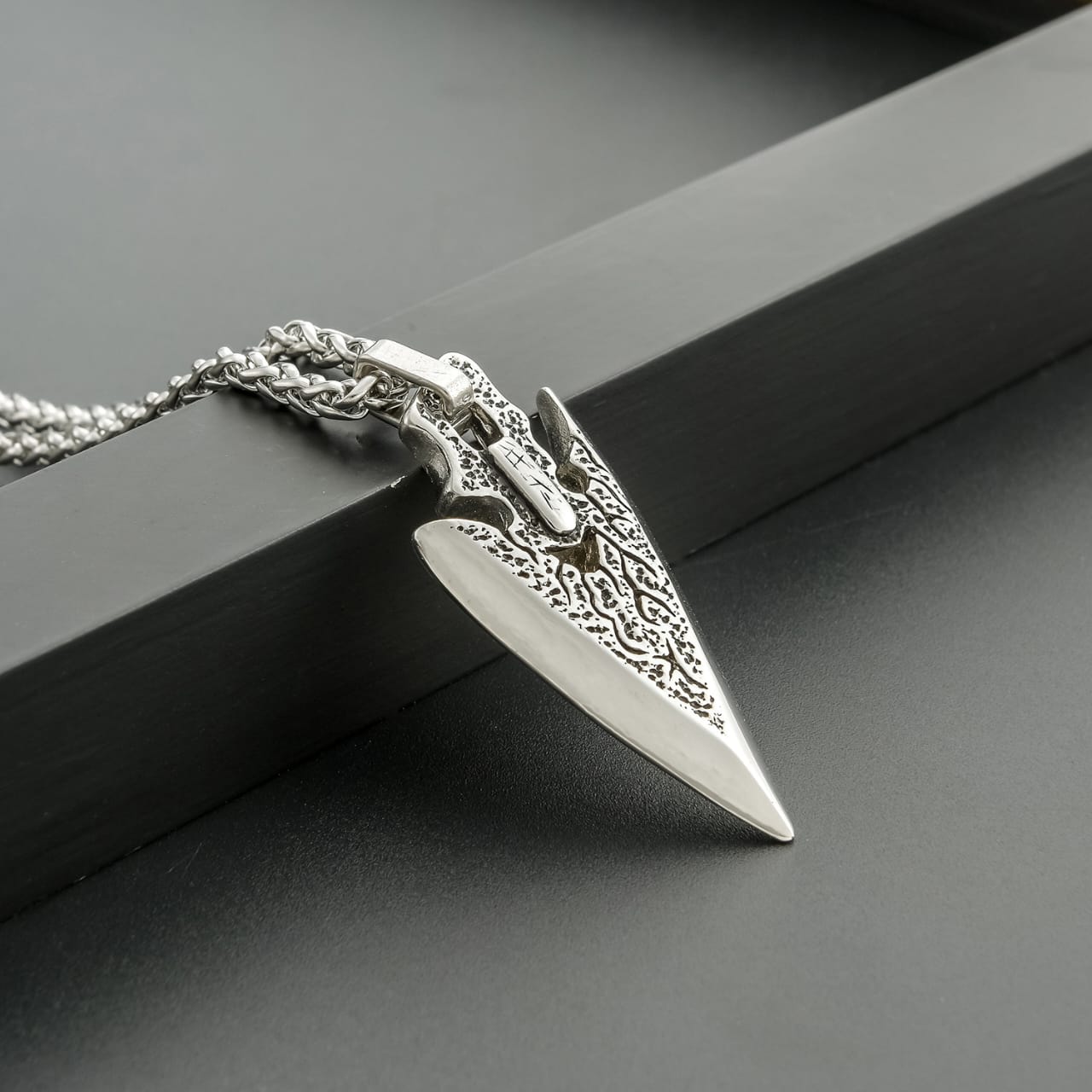 Engraved Arrow Head Pendant With Chain