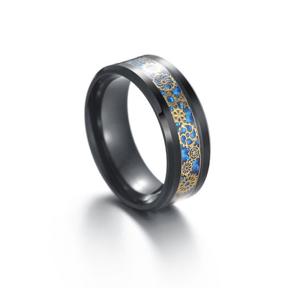 Cogs Of Life Red Blue Silver Gold Mens Ring