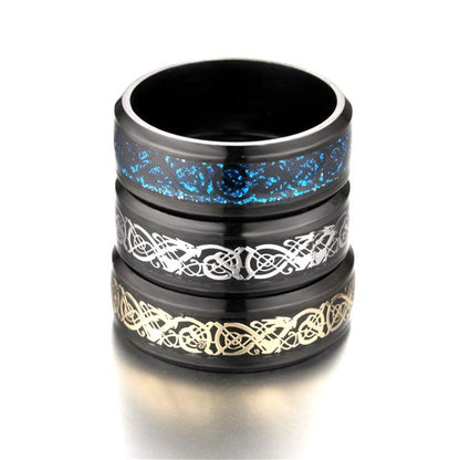 Celtic Dragon Black Red Blue Green Gold Rings