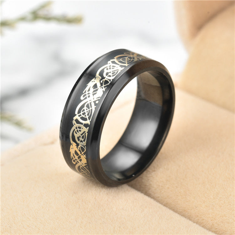 Celtic Dragon Black Red Blue Green Gold Rings