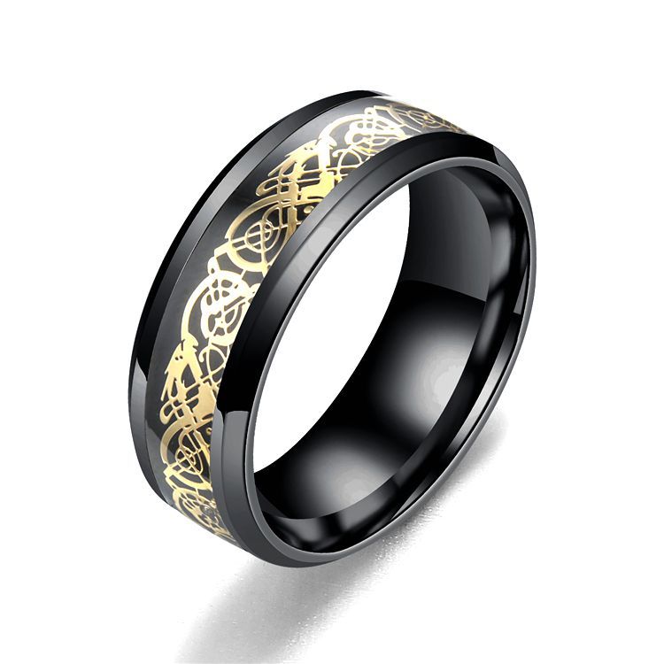 Celtic Dragon Black Red Blue Green Gold Rings