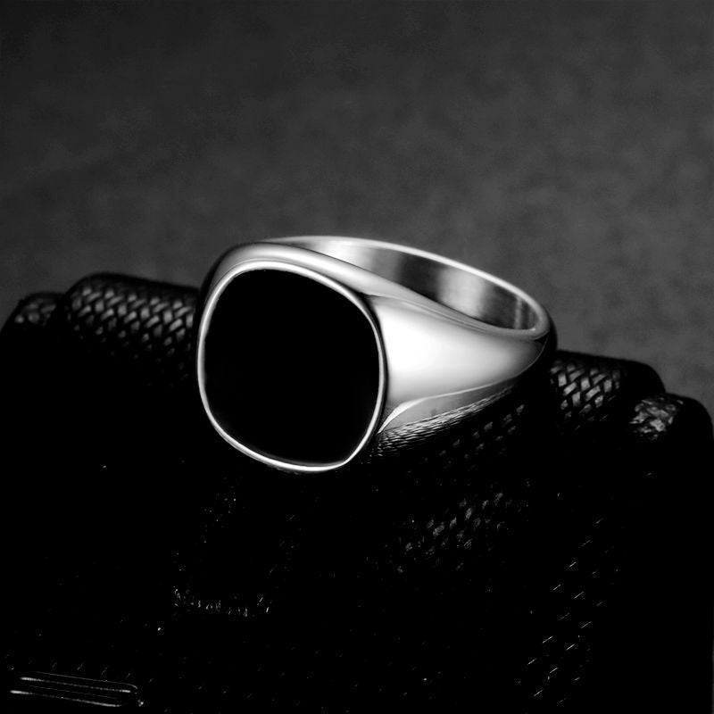 Mens Ring Dragon Stainless Steel Signet Wedding Fashion Black & Silver