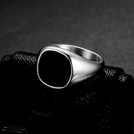 Mens Ring Dragon Stainless Steel Signet Wedding Fashion Black & Silver