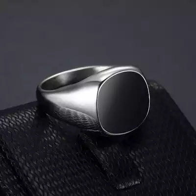 Mens Ring Dragon Stainless Steel Signet Wedding Fashion Black & Silver