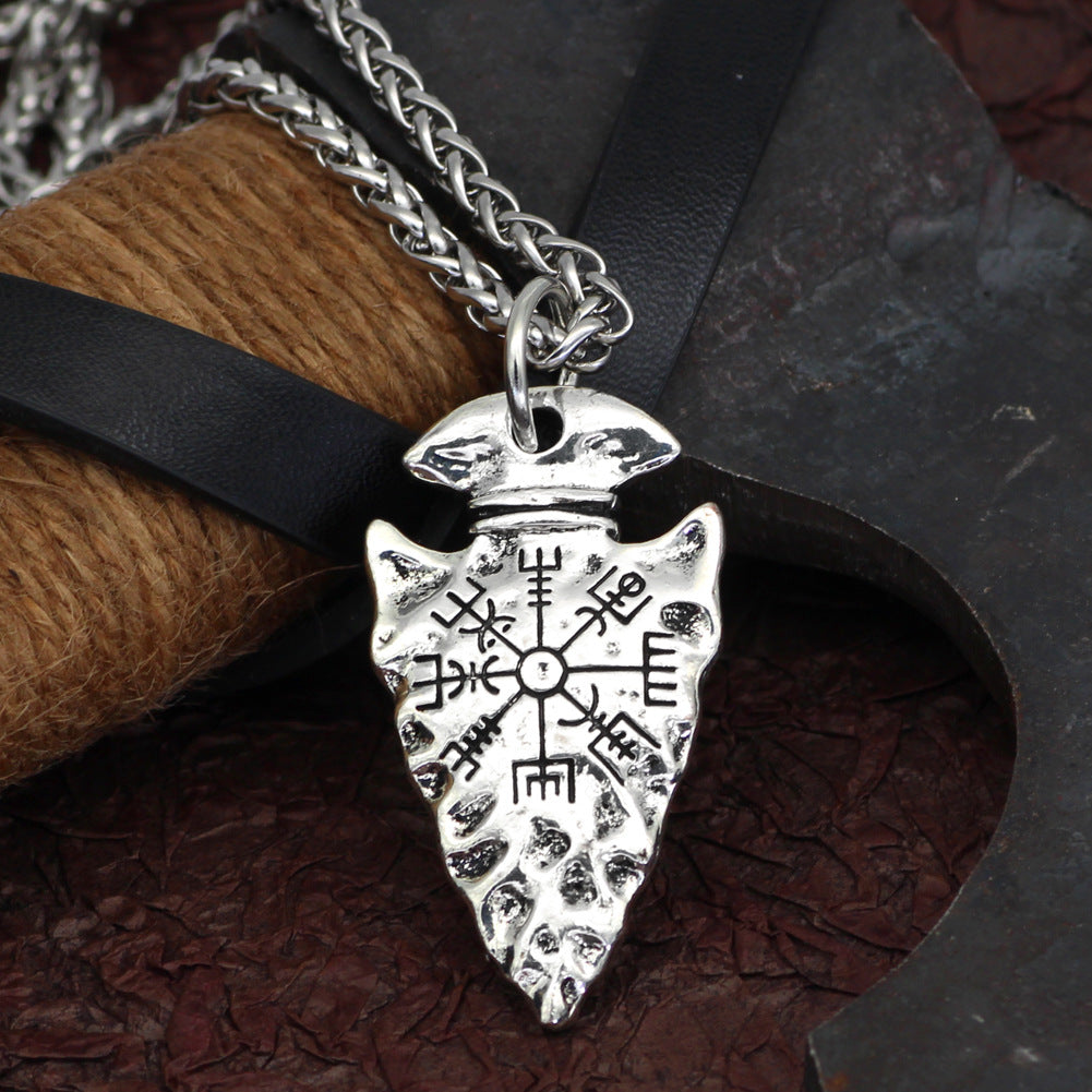 Viking Rune Pendant With Sturdy Chain-Grey-Silver