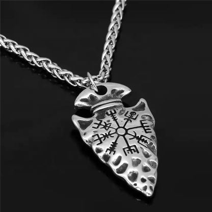 Viking Rune Pendant With Sturdy Chain-Grey-Silver