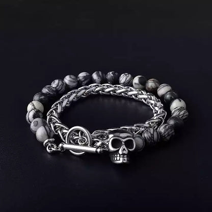 Skull 2 Layer Chain & Bracelet