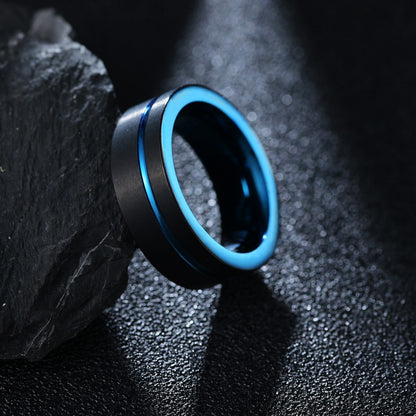 Premium Tungsten Carbide Ring Black & Blue