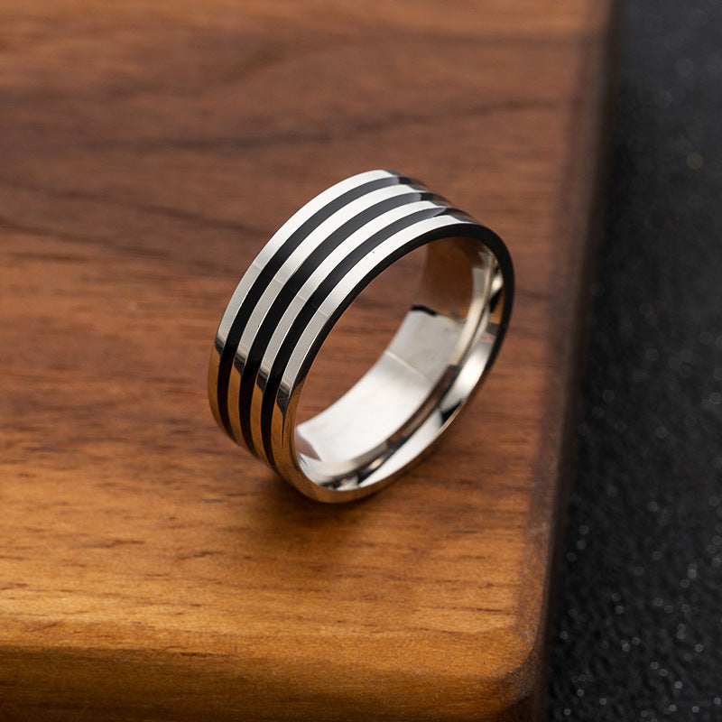 Silver 3 Line Shape Ring