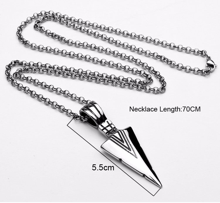 Arrow Head Stylish Metal Pendant With Chain Black Silver Gold