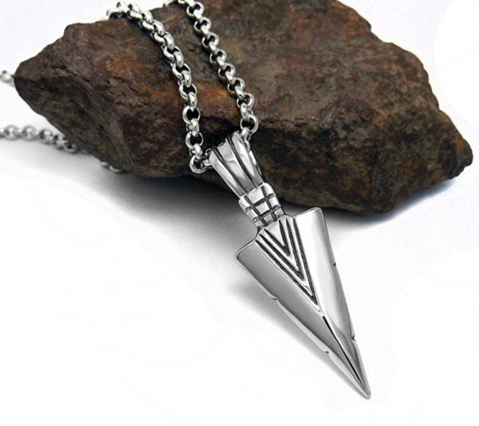 Arrow Head Stylish Metal Pendant With Chain Black Silver Gold