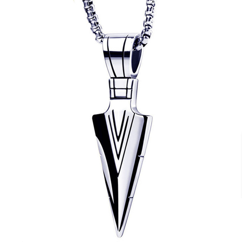 Arrow Head Stylish Metal Pendant With Chain Black Silver Gold