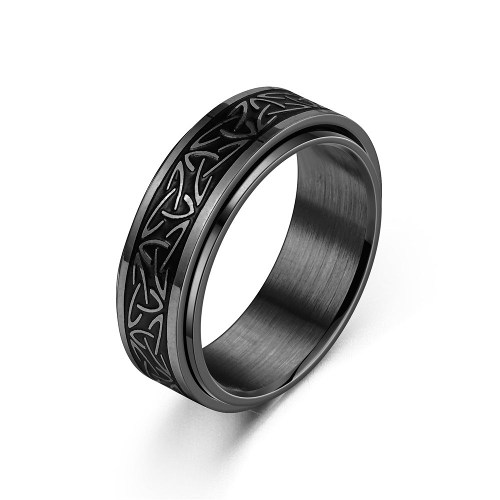 Celtic Not Spiner Black Silver and Gold Ring