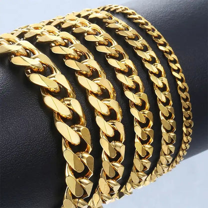 Cuban Link Bracelets High finish Black Silver Gold