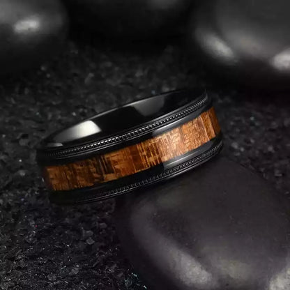 Black Wood Inlay Ring