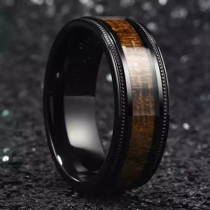 Black Wood Inlay Ring