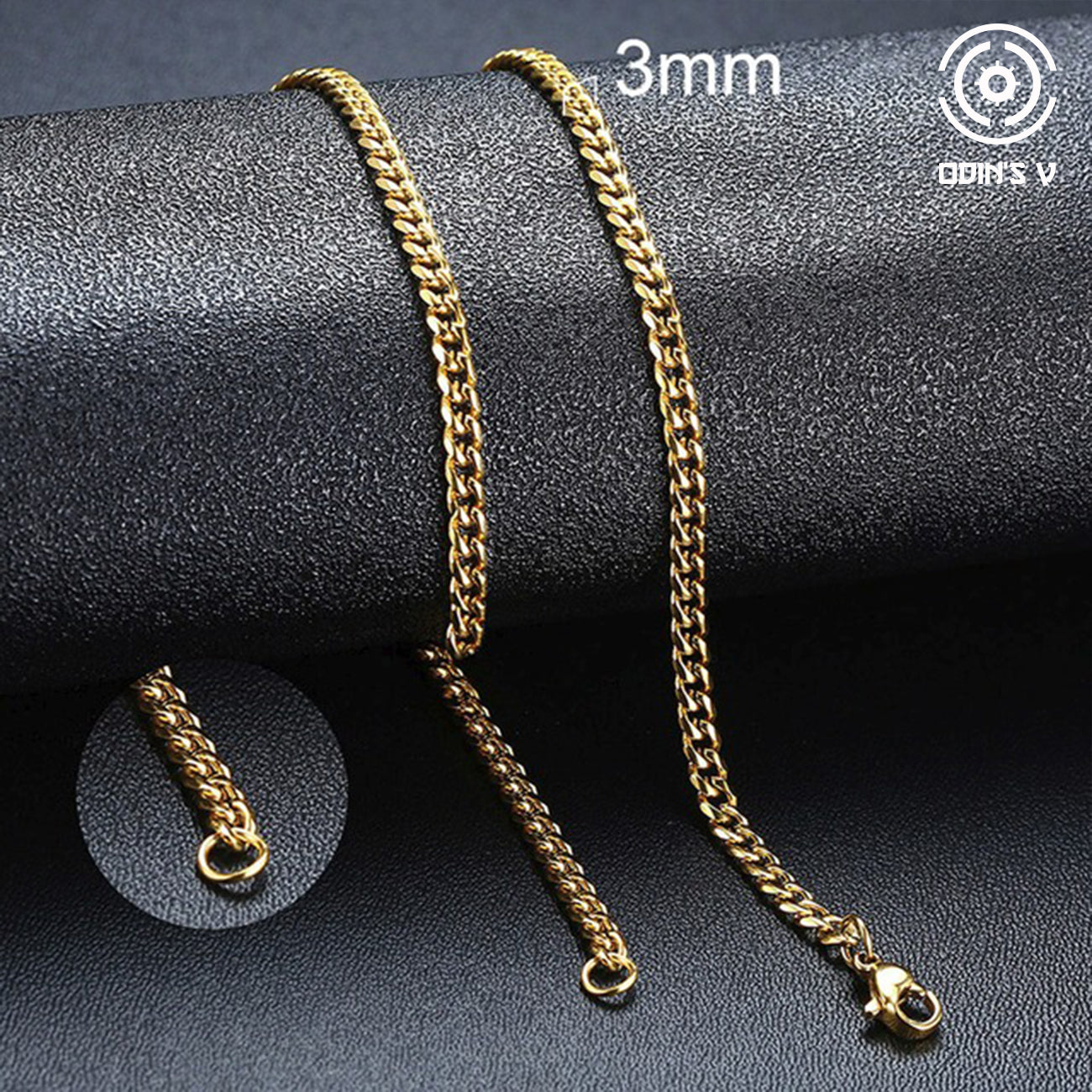 Cuban Chain 3 mm 5 mm 7 mm 9 mm 11 mm Black Silver Gold Sizes 18 cm 20 cm 22 cm 24 cm